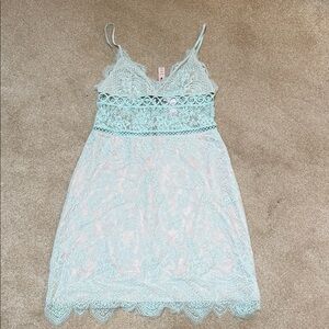 Victoria’s Secret Elegant Lace slip dress in Light Blue, NWT, XS